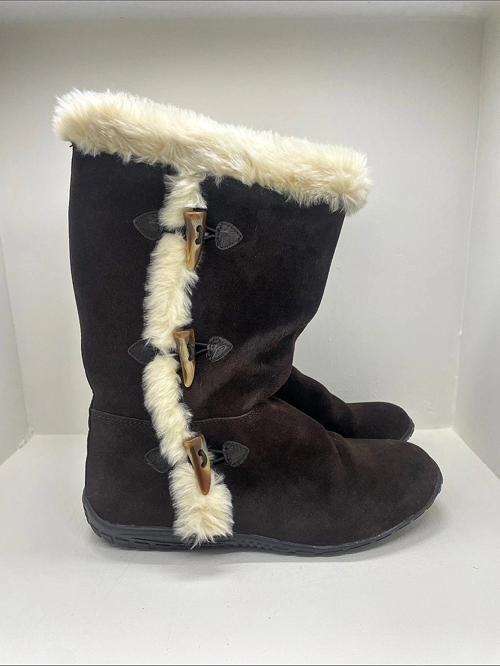 Sonoma Kona Brown Leather Fur-Lined Winter Boots US 10